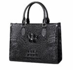 Luxury White Crocodile Embossed Leather Tote Bag