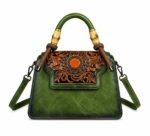 Vintage Hand-Tooled Genuine Leather Handbag green