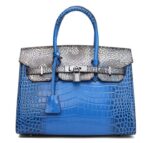 blue leather bag