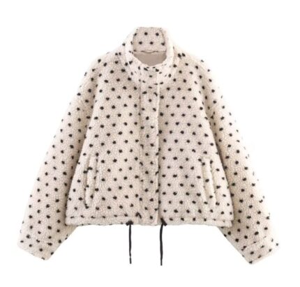 Polka Dot Sherpa Fleece Jacketfrontside