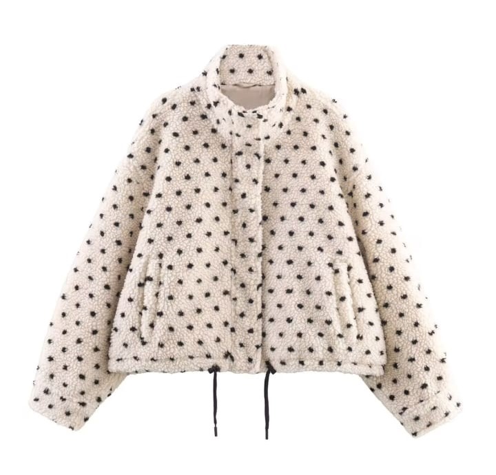 Polka Dot Sherpa Fleece Jacketfrontside