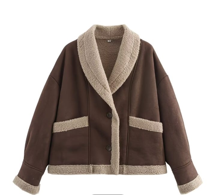 sherpa trim jacket women beige