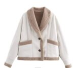sherpa trim jacket women white