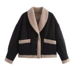 sherpa trim jacket women black