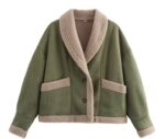 sherpa trim jacket women green