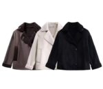 Luxury Lamb Wool Collar Aviator Coat in 3 Colors | Brown, Cream & Black