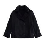 Women's Suede Sherpa Lined Winter Jacket black