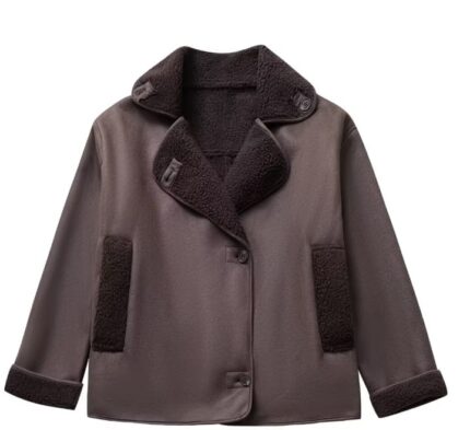 Women's Suede Sherpa Lined Winter Jacket