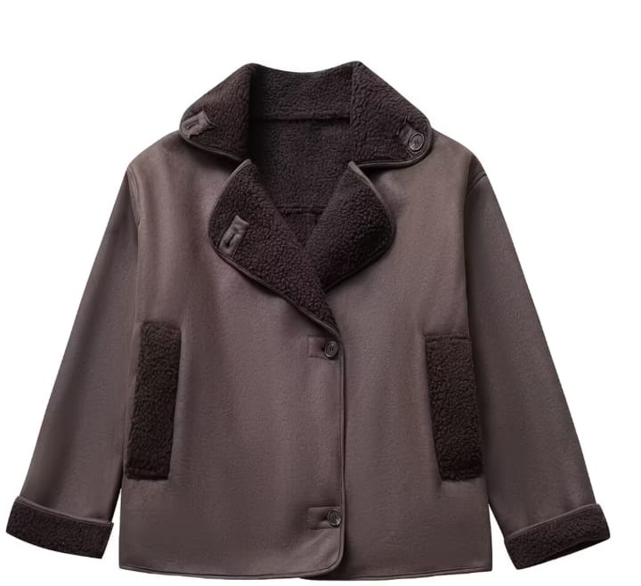 Women's Suede Sherpa Lined Winter Jacket