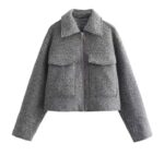 Grey Tweed Wool Blend Cropped Jacket