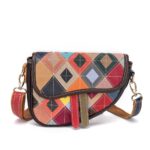 Luxury Geometric Patchwork Saddle Bag