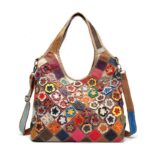Luxury Genuine Leather Patchwork Handbag
