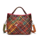 Luxury Hand-Woven Multicolor Leather Handbag