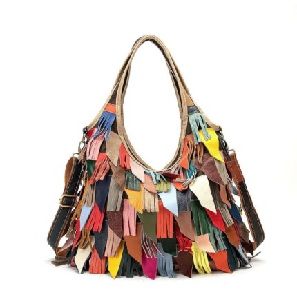 Luxury Leather Fringe Hobo Bag