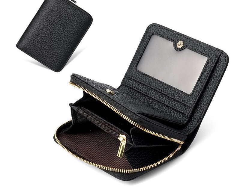 Premium Leather Small Wallet for Women black